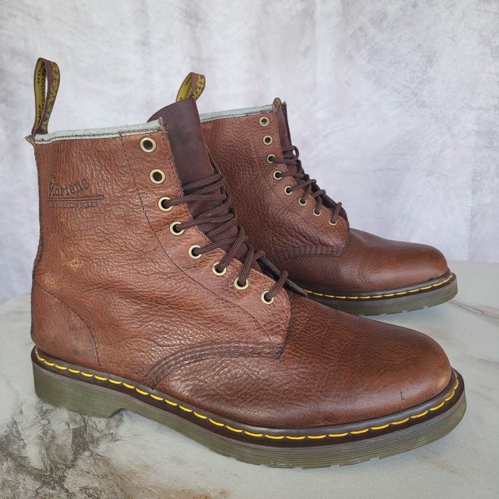 Dr. Martens Size 13 Men's 8-Eye Brown Slip Resistant Lace Up Boots Air Wair